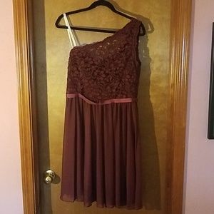 One shoulder lace detail dress